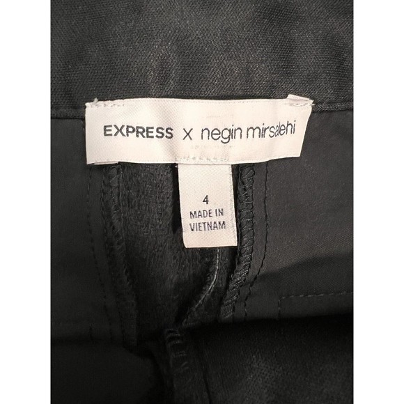 Express x Negin Mirsalehi Womens Faux Leather Ankle Pant Black Size 4 - Picture 2 of 8
